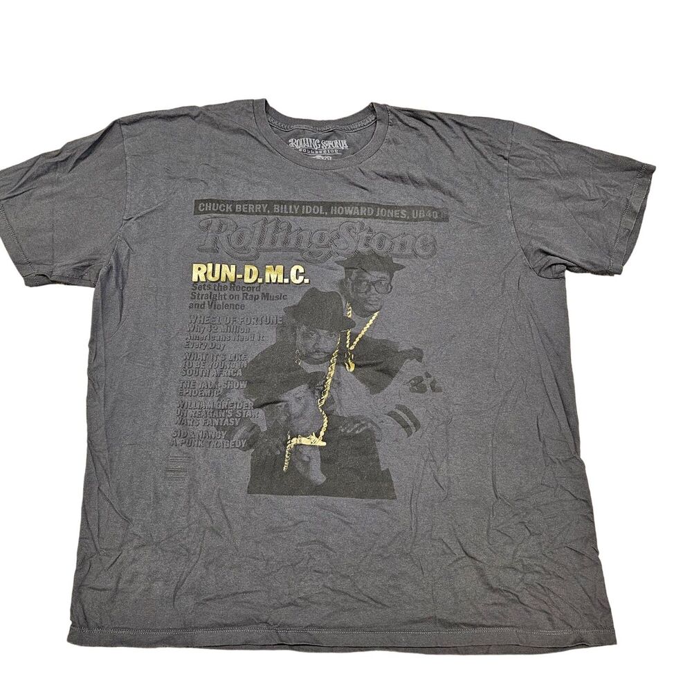 Rolling Stones Run DMC Men's OD Green/Gray Short Sleeve Graphic T-Shirt Size 2XL